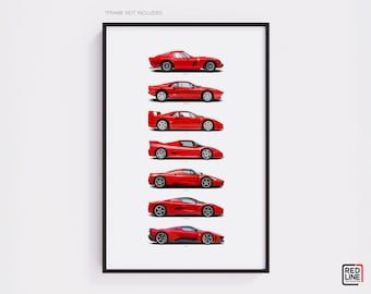 Ferrari Supercars: 250 GTO - F80 | Bilaffisch | Väggkonst för bilar | Present till bilälskare | Väggkonst för barn, pojkrum, hemmakontor