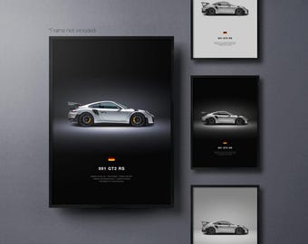 Porsche 911 XS (991) - Auto Poster Druck | Automobiles Wandbild | Auto-Liebhaber Geschenk | Wandkunst für Kinderzimmer, Jungenzimmer, Home Office