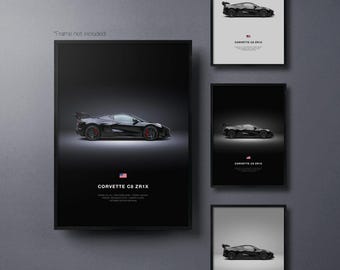 Corvette ZR1X (C8) - Auto Poster Druck | Automobiles Wandbild | Auto-Liebhaber Geschenk | Wandkunst für Kinderzimmer, Jungenzimmer, Home Office