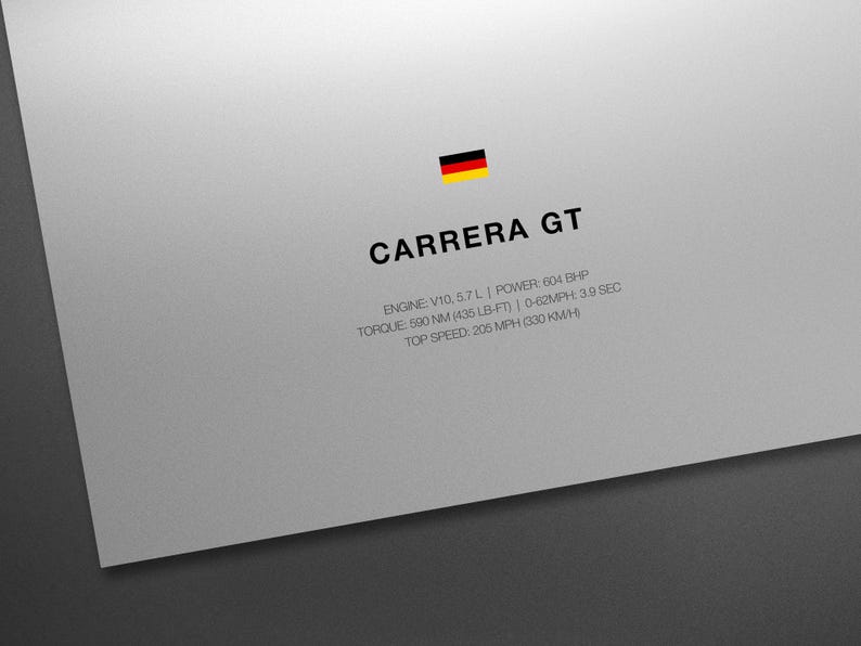 Porsche Carrera GT - Car Poster Print | Automotive Wall Art | Car Lover Gift | Wall Art for Kids, Boys Room, Home Office image 3