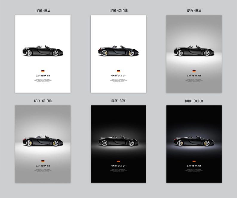Porsche Carrera GT - Car Poster Print | Automotive Wall Art | Car Lover Gift | Wall Art for Kids, Boys Room, Home Office image 2