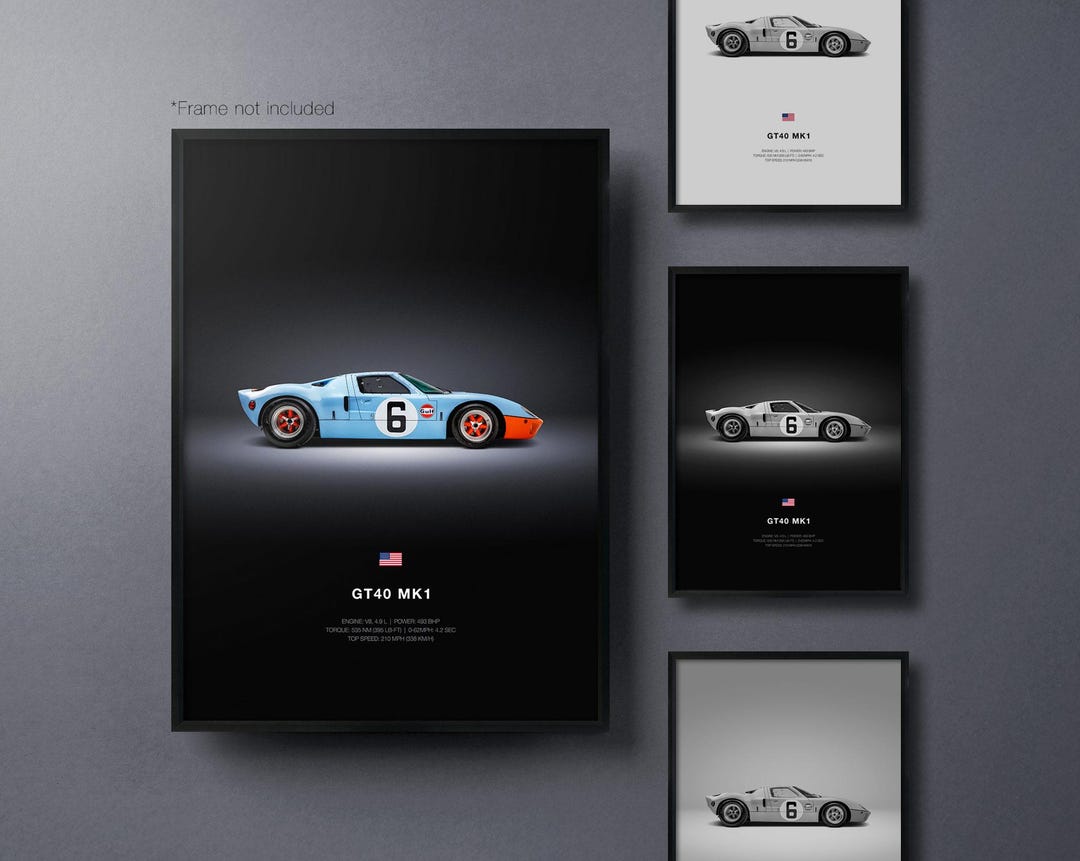 Ford GT40 Mk1 1969 Le Mans - Car Poster Print | Automotive Wall Art ...