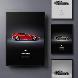 Ferrari 12Cilindri - Car Poster Print | Automotive Wall Art | Car Lover Gift | Wall Art for Kids, Boys Room, Home Office