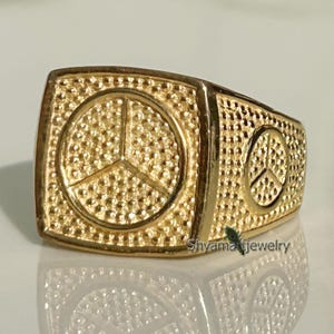 14K Yellow Gold plated Ring, Mercedes Benz Ring, Benz Signet Ring, Car lover Jewelry, Men&#39;s Ring, Husband Gifts, father&#39;s day Gift, Men Ring