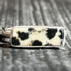 Handmade Dalmatian Jasper Ring: 925 Sterling Silver Unisex Band
