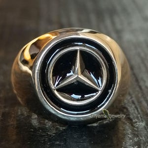 Mercedes Benz Ring, Benz Signet Ring, Car lover Jewelry, Men&#39;s Ring, Husband Gift, father&#39;s day Gift, Men Ring, birthday gifts