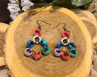Multi Color Quilling Paper Earrings, 1st Anniversary Gift for Her