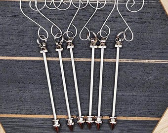 Bar Ornaments for Silicone beads, Pack of 6 silver bars, silicone beads, Christmas ornament, Beadable Ornament Bars, Christmas Tree Ornament