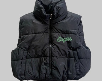 Veste matelassée courte réversible verte et noire Kelly Eagles de Philadelphie pour femme