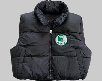 Philadelphia Eagles Kelly groen en zwart dames cropped puffervest uit de jaren 70 en 80