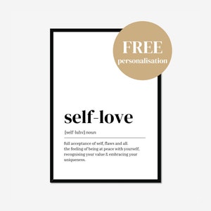 Self-love definition print | wall art | self-love poster | dictionary print | gifts for her |printable art | home decor | personalised gift