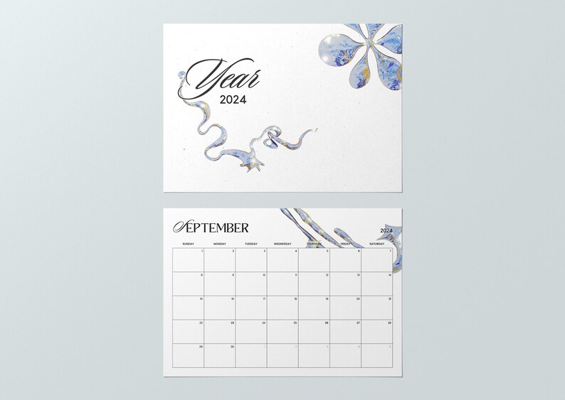 Y2K Monthly Calendar Neobrutalism Modern Brutalism Printable 2024