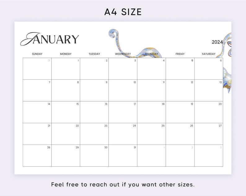 Modern Brutalist 2024 Monthly Calendar Printable Calendar Digital