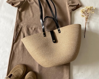 Handmade Jute Rope Basket Bag: Eco-Friendly Woven Summer Tote