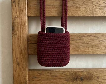 Ręcznie robiony na szydełku organizer kieszonkowy przy łóżku – do przechowywania telefonu i okularów w łóżku piętrowym i akademiku