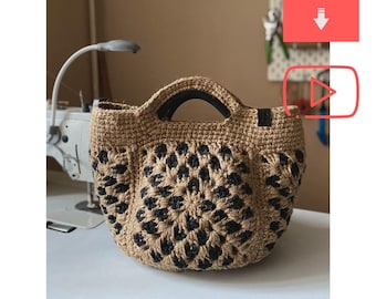 Easy Crochet Tote Bag Pattern PDF, Jute Yarn DIY Tutorial, Handmade Bag