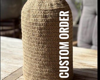 Custom Jute Gas Cylinder Cover | Made to Order | Natural Crochet Sleeve | Eco Tank Wrap for Patio or Kitchen | Rustic Custom Gas Bottle Cozy