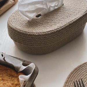 Cestino porta tovaglioli in juta - Porta fazzoletti rustico, organizer da tavolo naturale, decorazione da cucina ecologica a zero sprechi