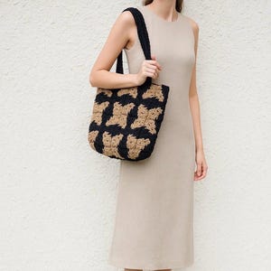 Handgemachte Jute-Einkaufstasche mit gewebtem Ornament: Umweltfreundlicher Boho-Shopper