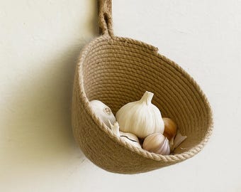 Wall Jute Basket – Eco-Friendly Storage, Scandinavian Decor, Plant Hanger, Rustic Kitchen & Bathroom Organizer