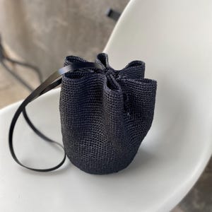 Custom Raffia Crossbody Bucket Bag – Handmade Boho Summer Hat Purse, Crochet Straw Bag, Eco Gift, Adjustable Size & Color on Request