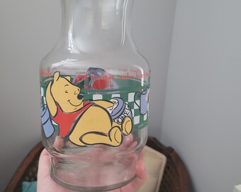 Brocca in vetro Winnie the Pooh Anchor Hocking Brocca Disney Contenitore per succhi da collezione vintage