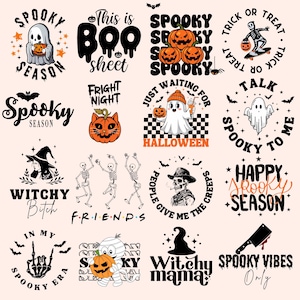 Retro Halloween Bundle PNG | Halloween Png | Gruselige Jahreszeit Png | Herbst Png | Retro Halloween Png | Halloween Sublimationsdesigns