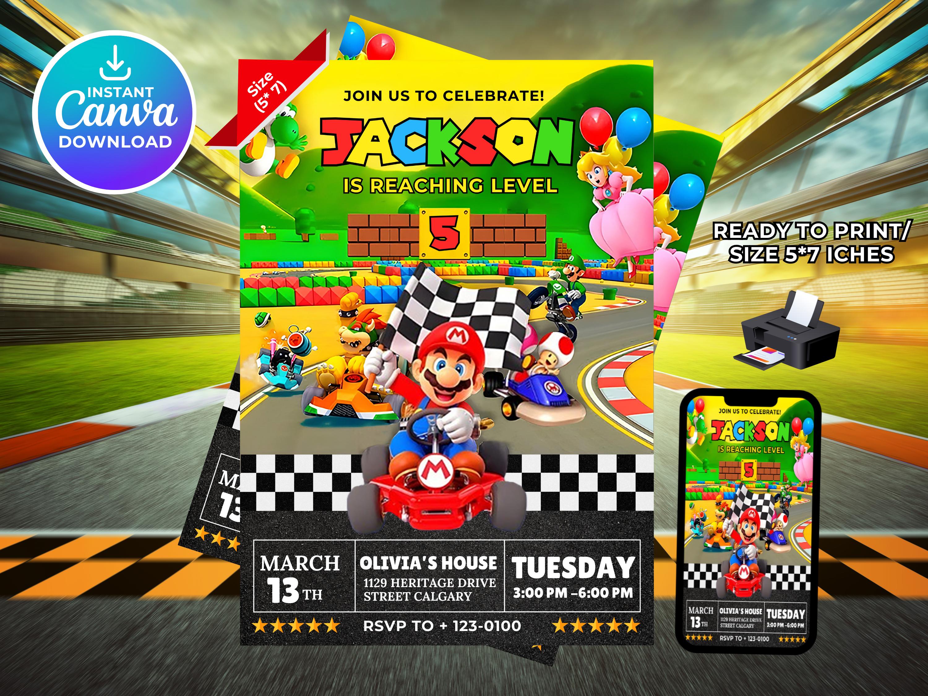 Editable Mario Bros Invitation, Super Mario Birthday Invitation ...