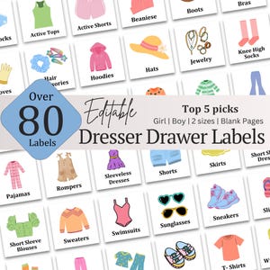 Kids Dresser Drawer Labels | Nursery Drawer Labels | kids Drawer Labels | Kids Closet Storage Stickers | Kids Clothing Storage labels
