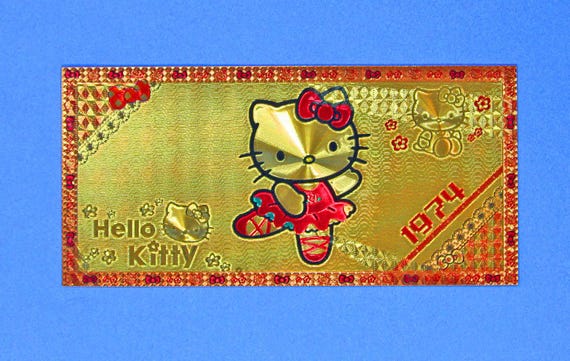 hello kitty ゴールドカード　レア 33rd Anniversary Hello Kitty 24k Gold Foil Plated 5 Different Banknotes Set Anime