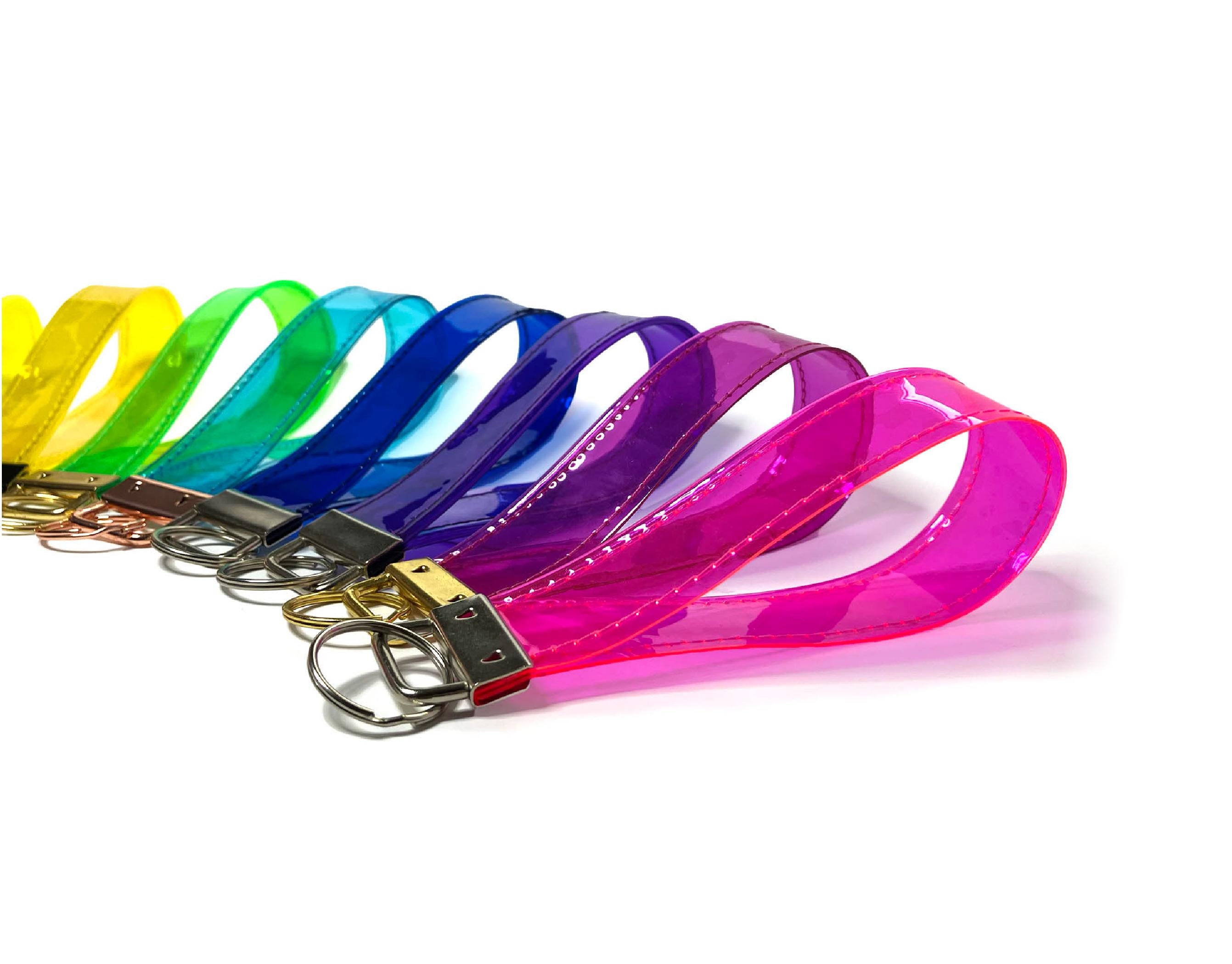 Transparent Neon Vinyl Wrist Strap, Jelly Vinyl Keyfob, PVC