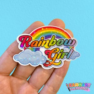 Rainbow Girl Kawaii Holographic Sticker, Kawaii Vinyl Sticker Waterproof, Cute Laptop Sticker, Pride Stickers waterproof , LGBTQ stickers