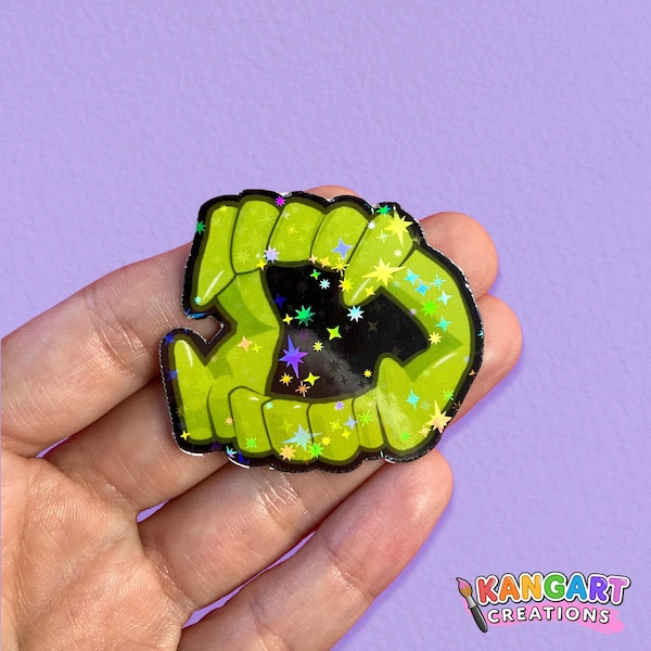 Halloween Vampire Fangs Sticker, Cute Halloween Sticker, Holographic Spooky Sticker, 90s Halloween Sticker,  90s Retro Halloween Sticker