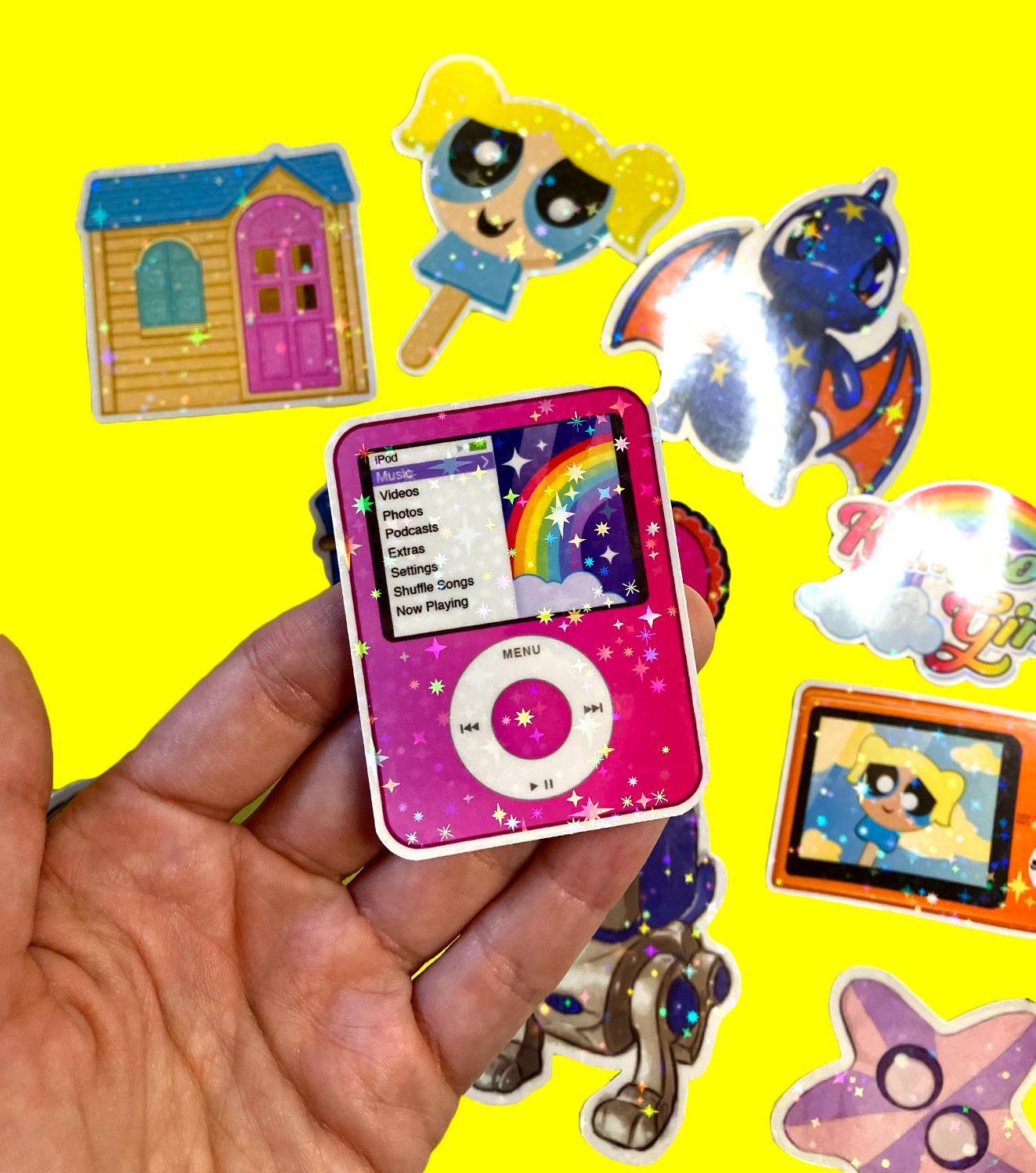 Y2K Music Player Holographic Sticker, Nostalgic Y2K Sticker, Cute