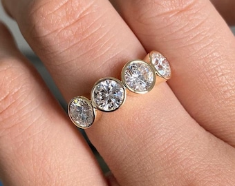 Moissanite Wedding Band: 925 Sterling Silver, Solid Gold Two Tone Anniversary Ring