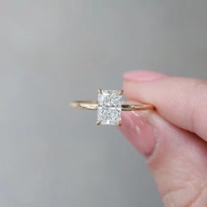 2.00 Ct Radiant Cut Moissanite Ring, Radiant Cut Engagement Ring, Radiant Solitaire, 2 ct Radiant Cut, Solitaire Engagement Ring For Her
