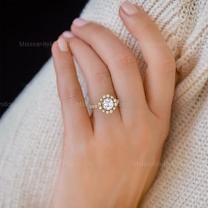 Antique 1.49 CT Round Cut Colorless Moissanite Ring, Vintage Style Engagement Ring, Wedding Ring, Handmade Jewelry, Propose Ring, Gift Ring