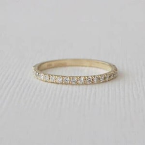 Single Line Full Eternity Band, Full Round Bridal Band, Gold Wedding Band, Statement Ring, Engagement Jewelry, Gold Bridal Ring,