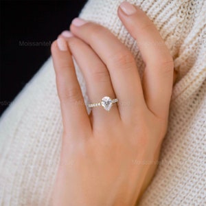 Anel de noivado de moissanite com corte de pera 1,93 CT, anel de casamento, anel exclusivo de 5 pontas, anel de aniversário, anel de proposta, presente para ela, anel feito à mão