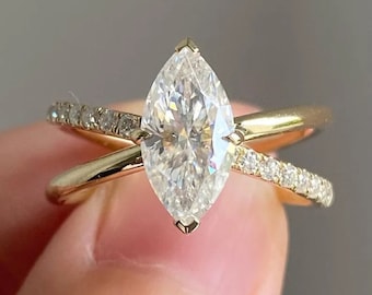3 Ct Marquise Cut Moissanite Engagement Ring, Wedding Ring, Marquise Cut Ring, Elongated Marquise, Marquise Moissanite