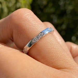 2.00 MM Round Cut Moissanite 925 Sterling Silver Band Wedding Band, Solid Gold Moissanite Band, Two Tone Band, Unique Anniversary Band.