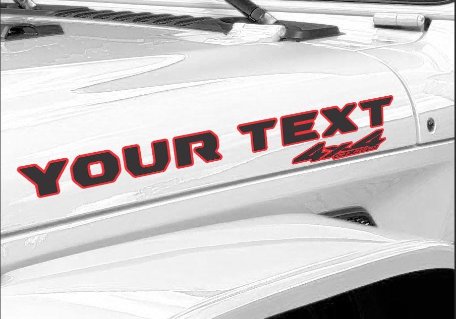 Custom Text 4x4 off Road Vinyl Decal - Fits Jeep Wrangler - Double ...