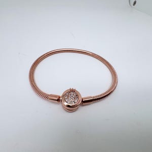 Pandora Snake Chain Bracelet, Rose Gold Charm Bracelet, Gift For Her, Pandora Moments, Gift For Girlfriend, Bracelet With Cubic Zirconia