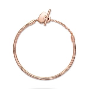 Pandora Moments T-Bar Bracelet, Pandora Gift For Her, Rose Gold Pandora Jewelry, Crafted For Special Moments, Rose Gold Heart Jewelry Gift