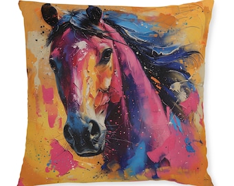 Horse Cushion, Horse Pillow, Colourful Horse Cushion, Vibrant Colours Cushion, Home Decor, Horse Lovers Gift