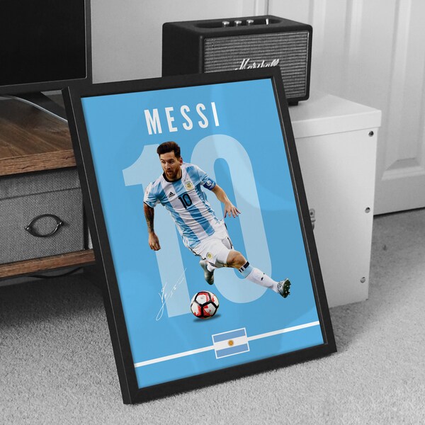 Lionel Messi Printable Argentina World Cup Poster - Messi Wall Art - Football Shirt - ARGENTINA - Wall Art, Messi Poster, Messi Print