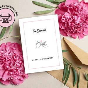 Cute Printable Personalised Valentines Card, Valentine Card personalized instant download, valentines day card cute, custom love greeting