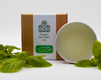 Organic Skin Balm for Dry Skin and Skin Damage | with Organic Peppermint Oil and Natural Ingredients・Vitamin E