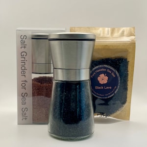 Black Lava Hawaiian Sea Salt Grinder - Molokai Island, 6oz