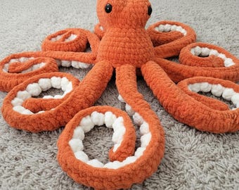 Modèle au crochet Amigurumi de pieuvre géante, câlin, jouet mignon Amigurumi, cadeau de co-travail, décoration d'intérieur, peluche, modèle de laine volumineuse